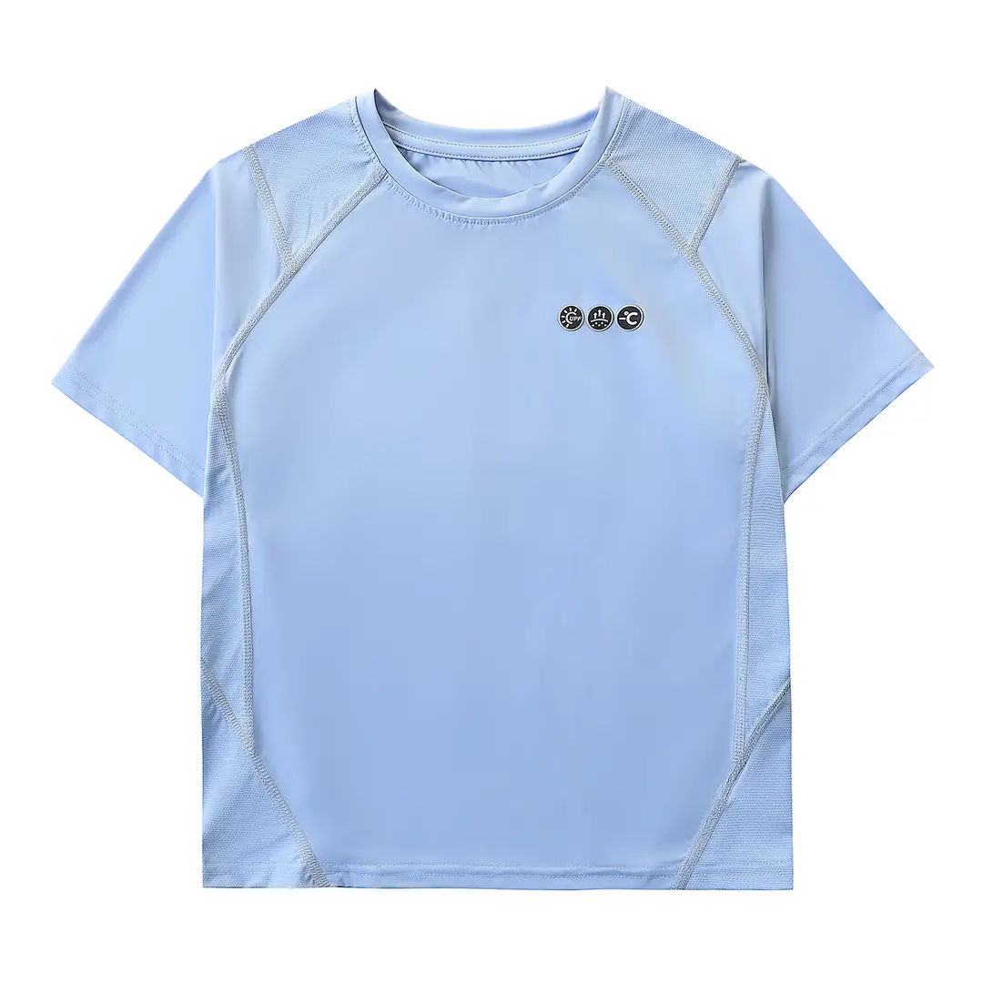 Kids Quick-Dry Sunscreen T-Shirt White Green Blue