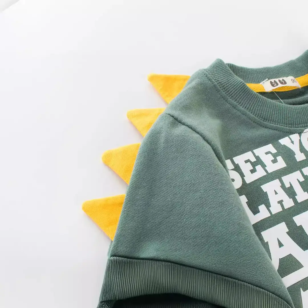 Boys Autumn Graphic Sweatshirt Green Alligator Design