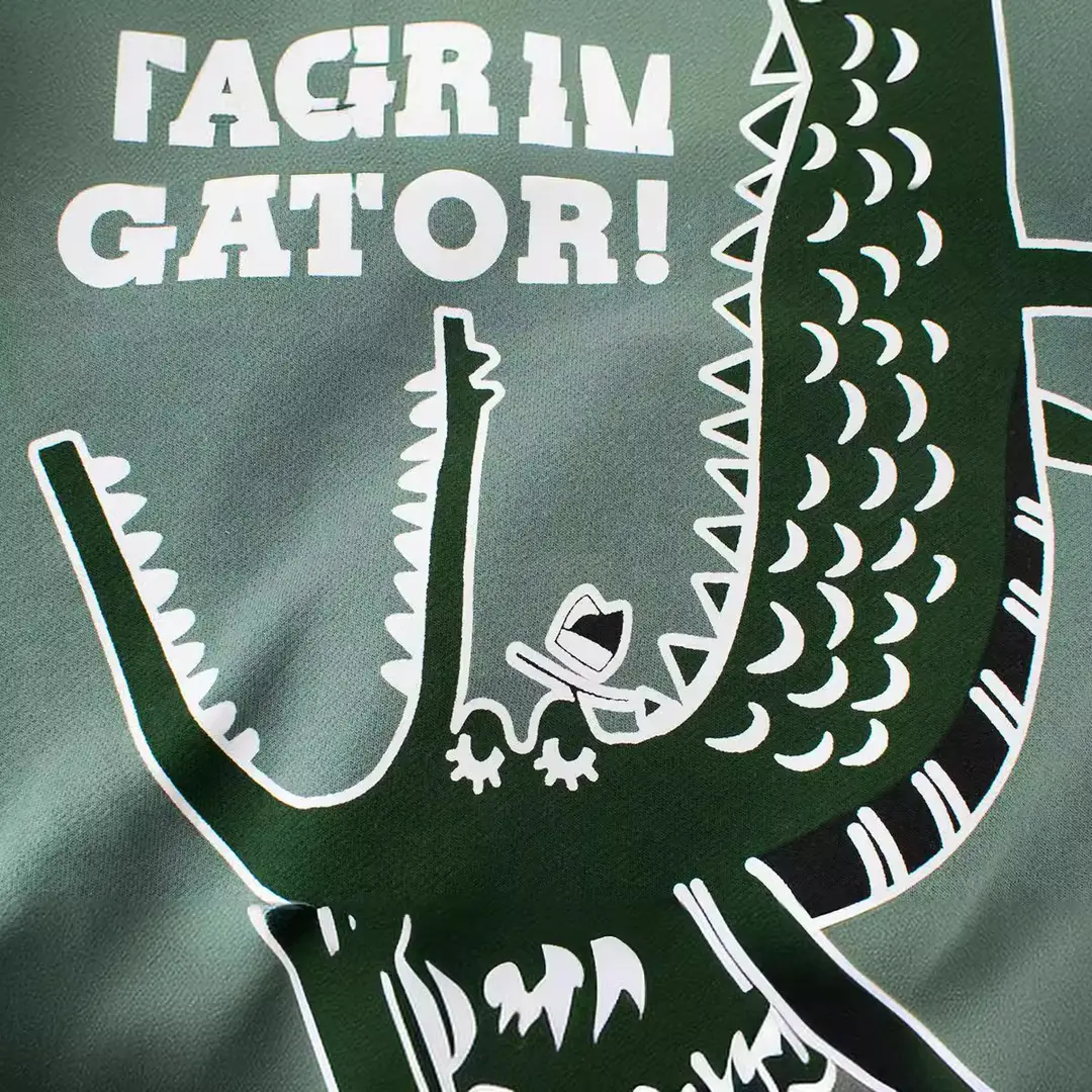 Boys Autumn Graphic Sweatshirt Green Alligator Design
