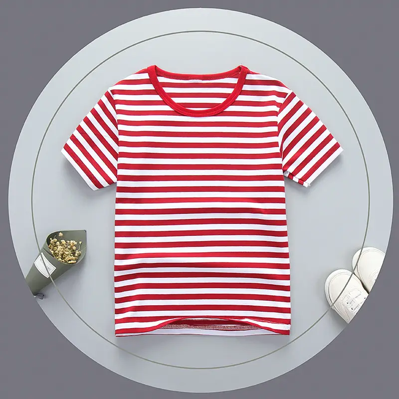 Children's Green Striped Cotton T-Shirt Summer