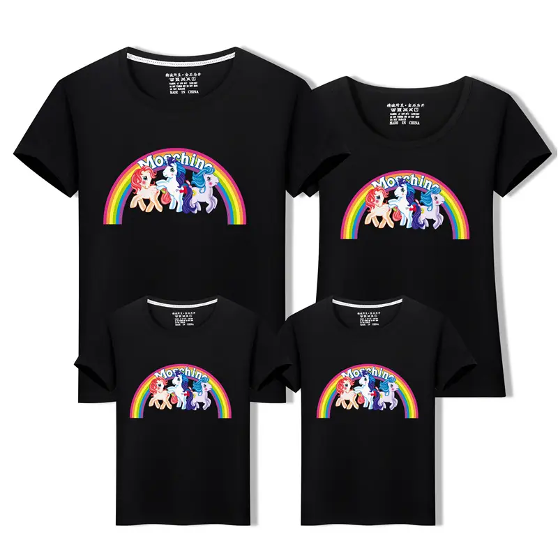 White Unicorn Rainbow Family T-Shirt Set