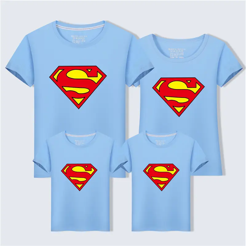 Superman Family T-Shirt Set Blue Short Sleeve Summer