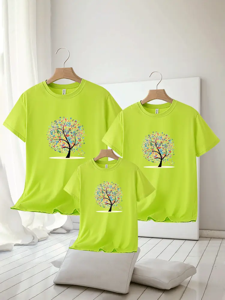 Family Tree Design Red T-Shirt Set for 3