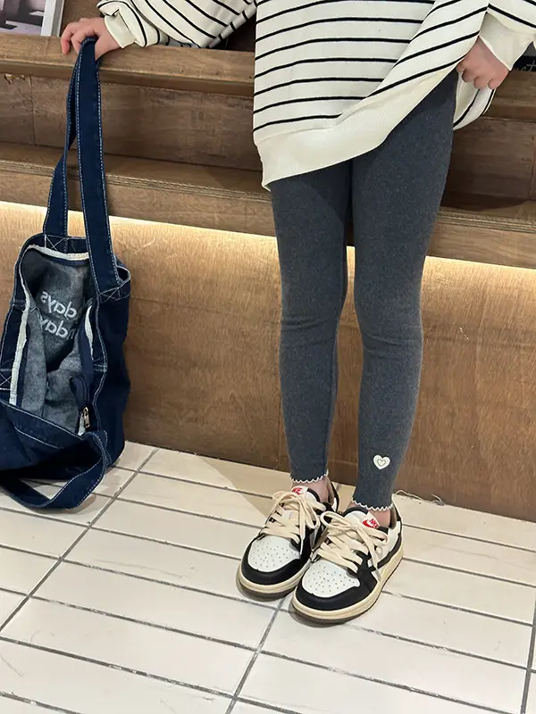 Kids Cotton Slim Fit Pants Black 110cm