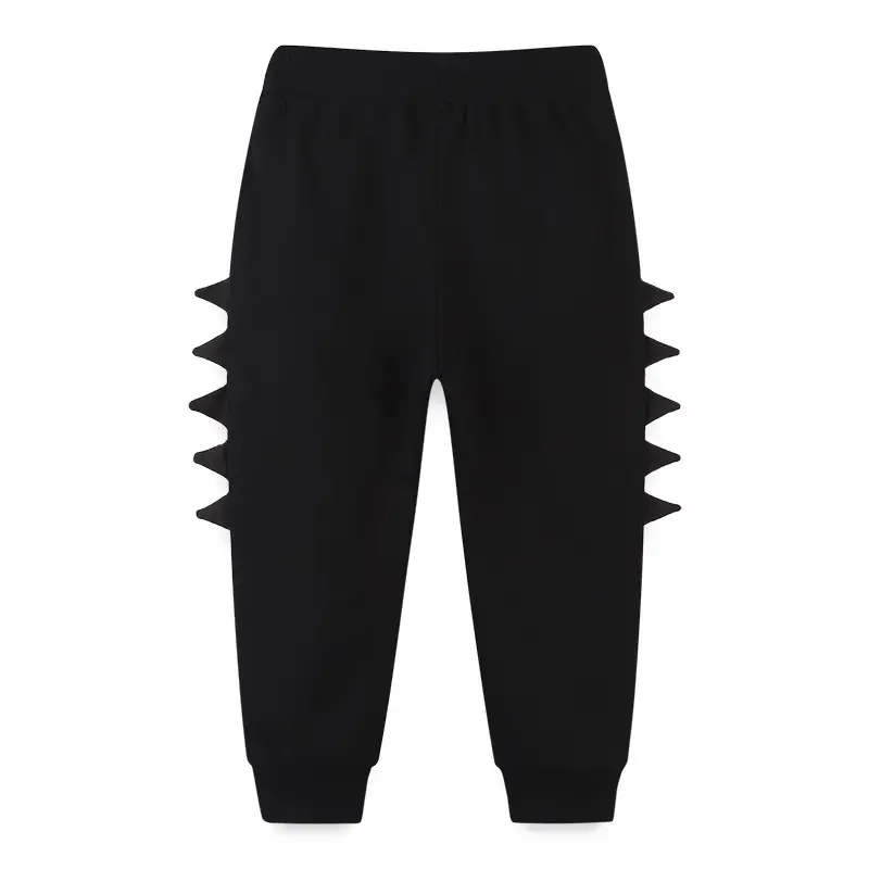 Black Cotton Sports Pants for Kids with Zigzag Design