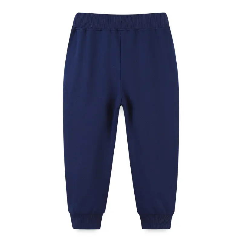 Kids Shark Print Sweatpants Navy Blue with Orange Drawstring