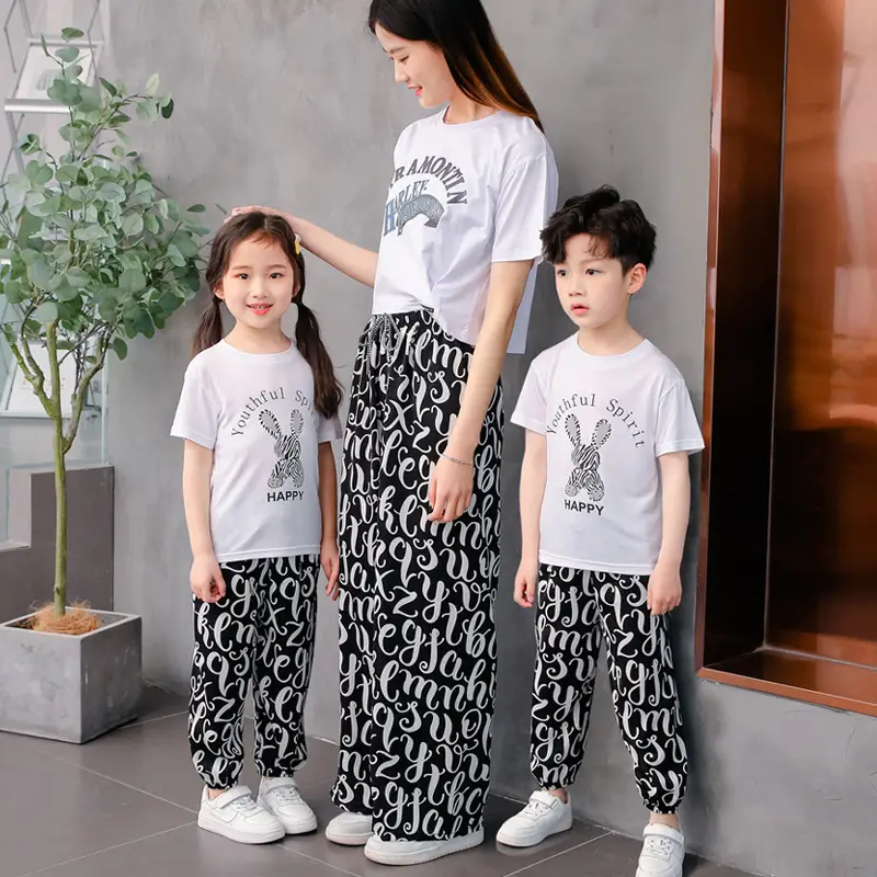 Kids Anti-Mosquito Harem Pants White Black Checkered