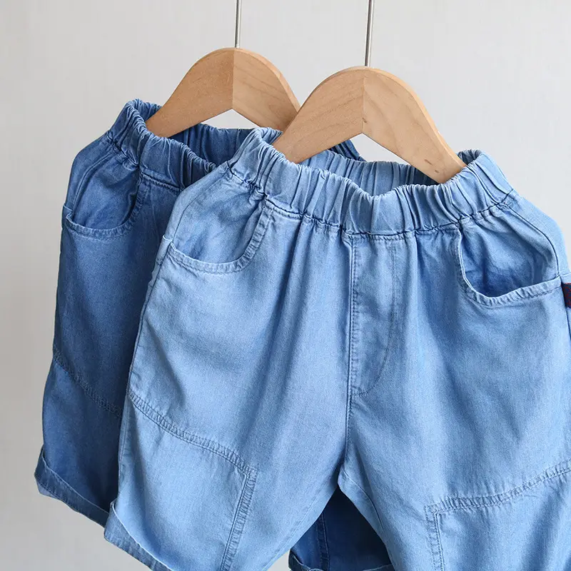 Kids Tencel Shorts Light Blue Summer Casual