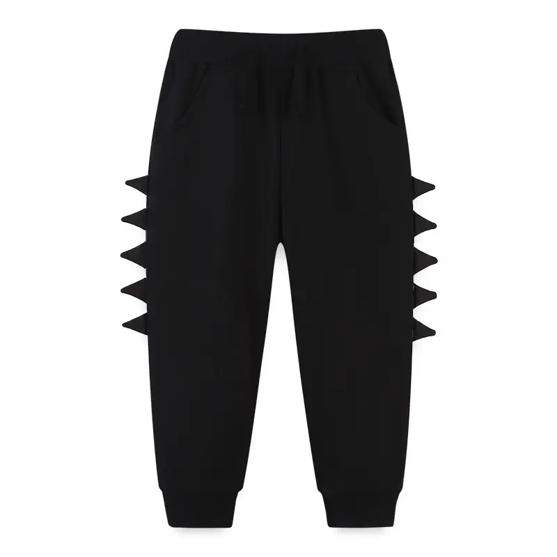 Black Dinosaur Themed Cotton Joggers for Kids