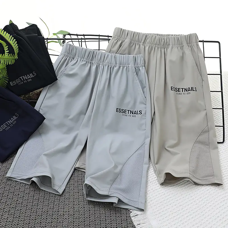 Kids Nylon Shorts Light Grey Elastic Waistband