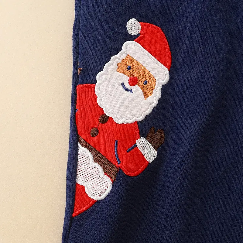 Kids Christmas Santa Pants Navy Blue Cotton Blend