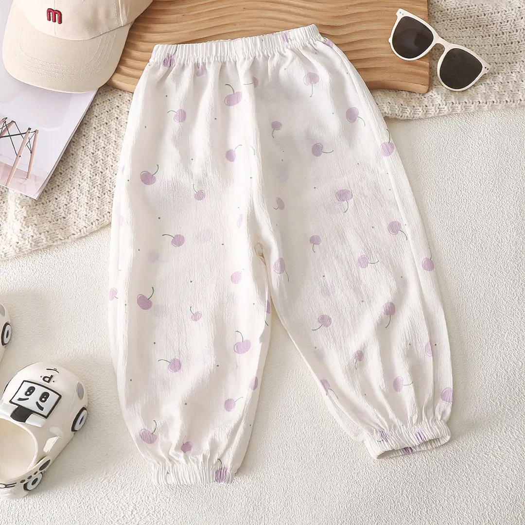 Baby Floral Cotton Pants White Pink Black Summer Wear