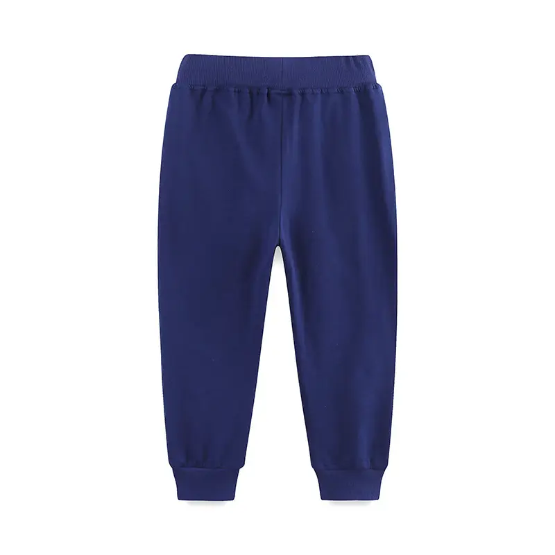 Girls Cotton Heart Embroidered Trousers Navy Blue