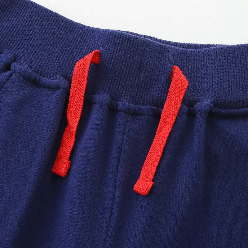 Girls Cotton Heart Embroidered Trousers Navy Blue