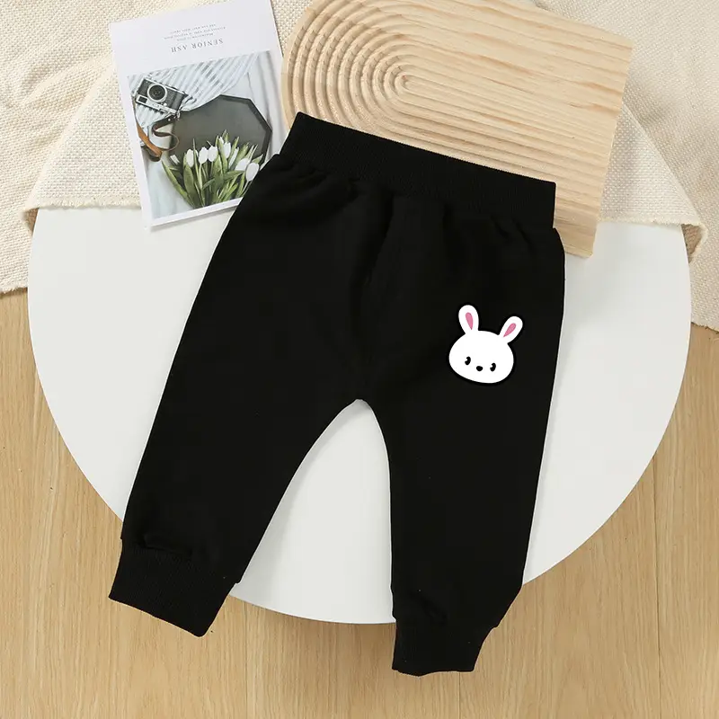 Baby Pants Grey Rabbit Embroidery Cotton Soft