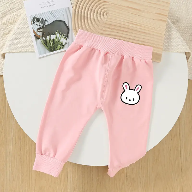 Baby Pants Grey Rabbit Embroidery Cotton Soft