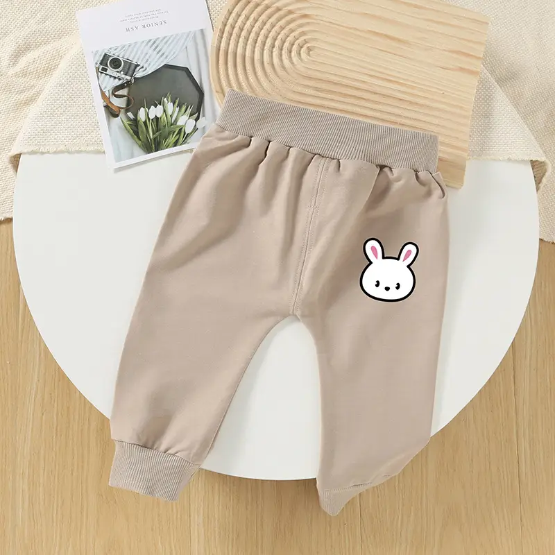 Baby Pants Grey Rabbit Embroidery Cotton Soft