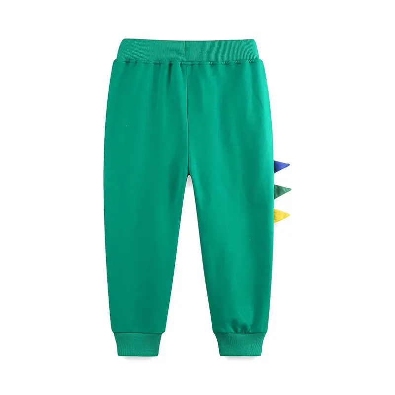 Green Dinosaur Sweatpants for Kids with Drawstring Waist