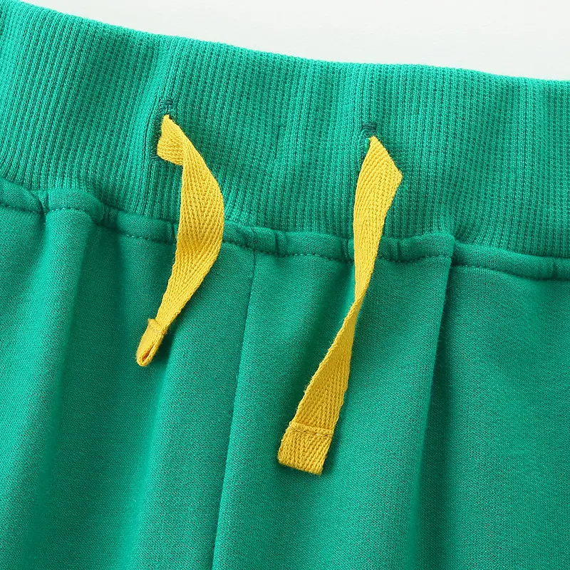 Green Dinosaur Sweatpants for Kids with Drawstring Waist
