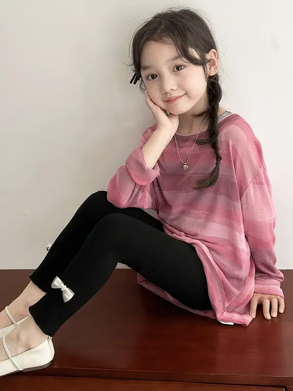 Korean Style Cotton Leggings for Kids White Beige Black