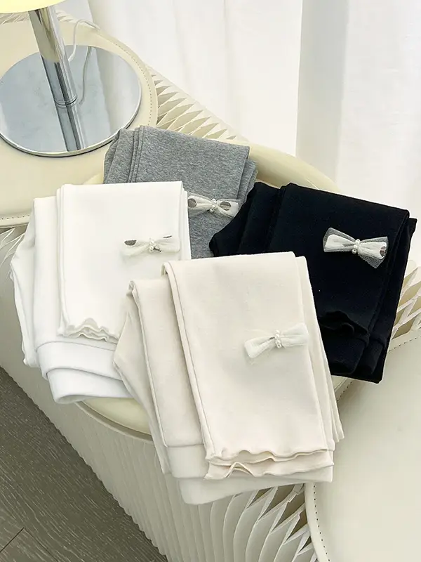 Korean Style Cotton Leggings for Kids White Beige Black