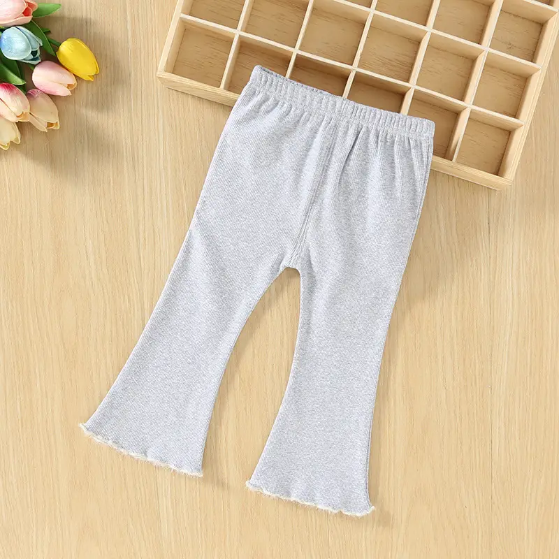 Flared Bell Bottom Pants for Kids Gray Pink White Black