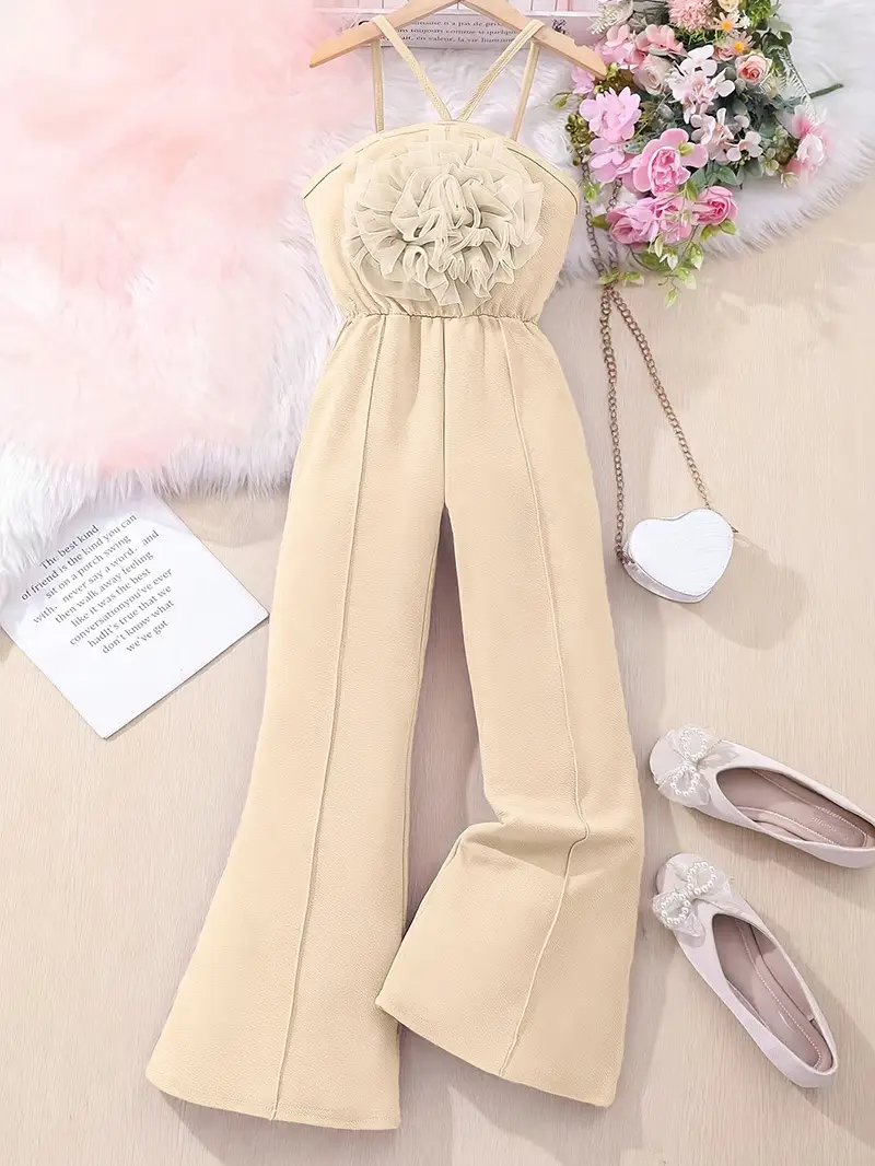 Pink Handmade Flower Trousers for Girls 7-12