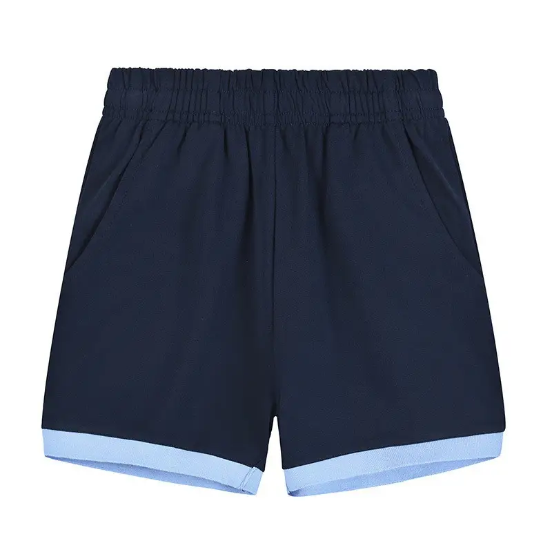 Dark Blue Elastic Waist Shorts for Boys 5-12 Years
