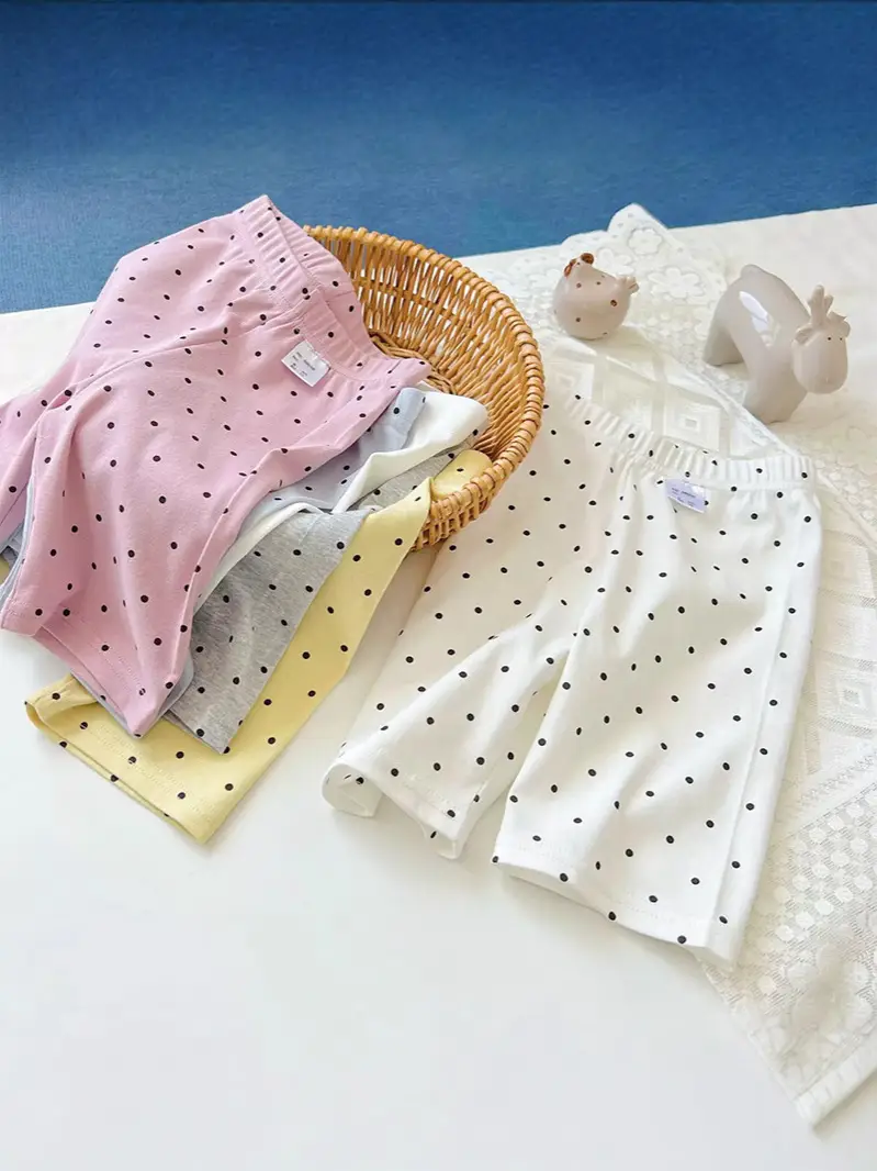 Dot Print Shorts for Kids White Pink Yellow Gray