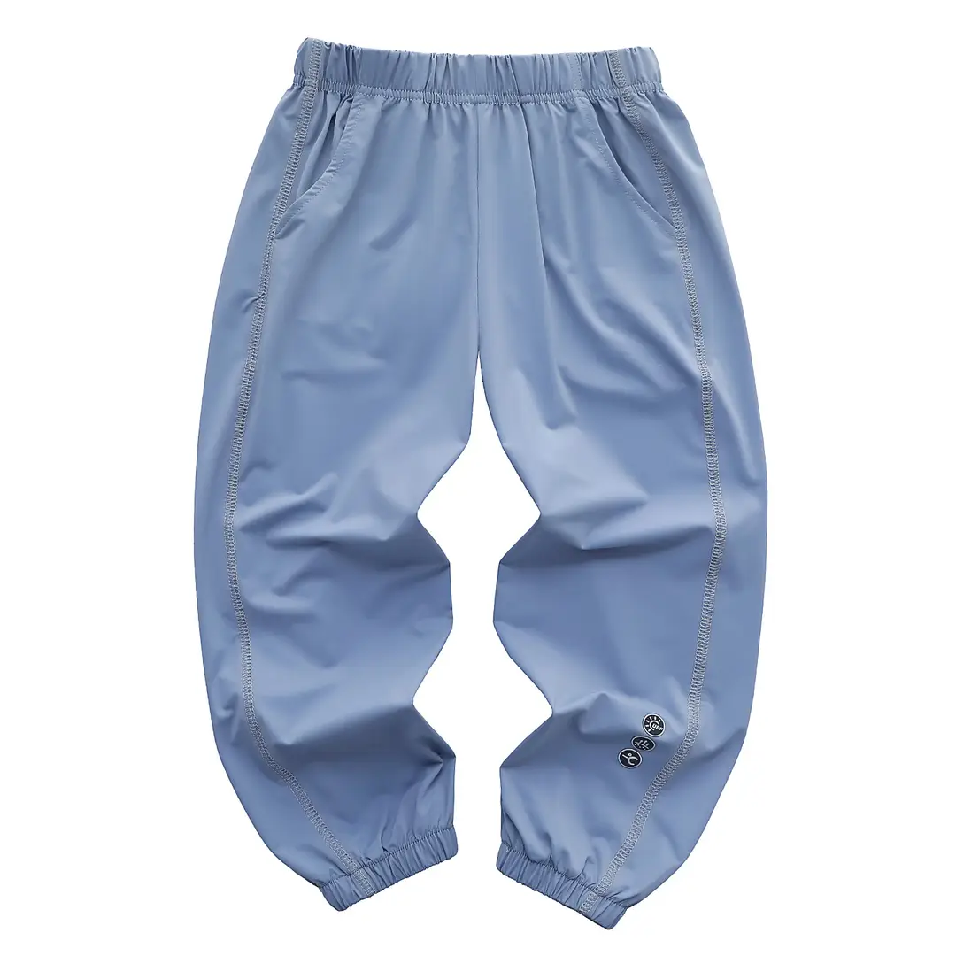 Kids Sweatpants White Olive Green Side Seam Elastic Cuffs