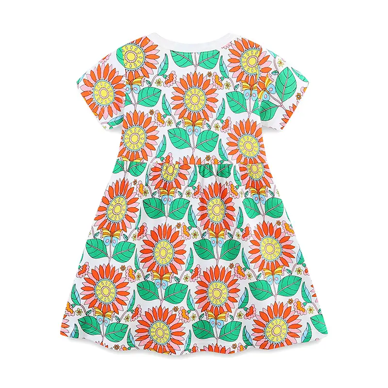 Girls Sunflower Print Summer Dress Bright Cheerful