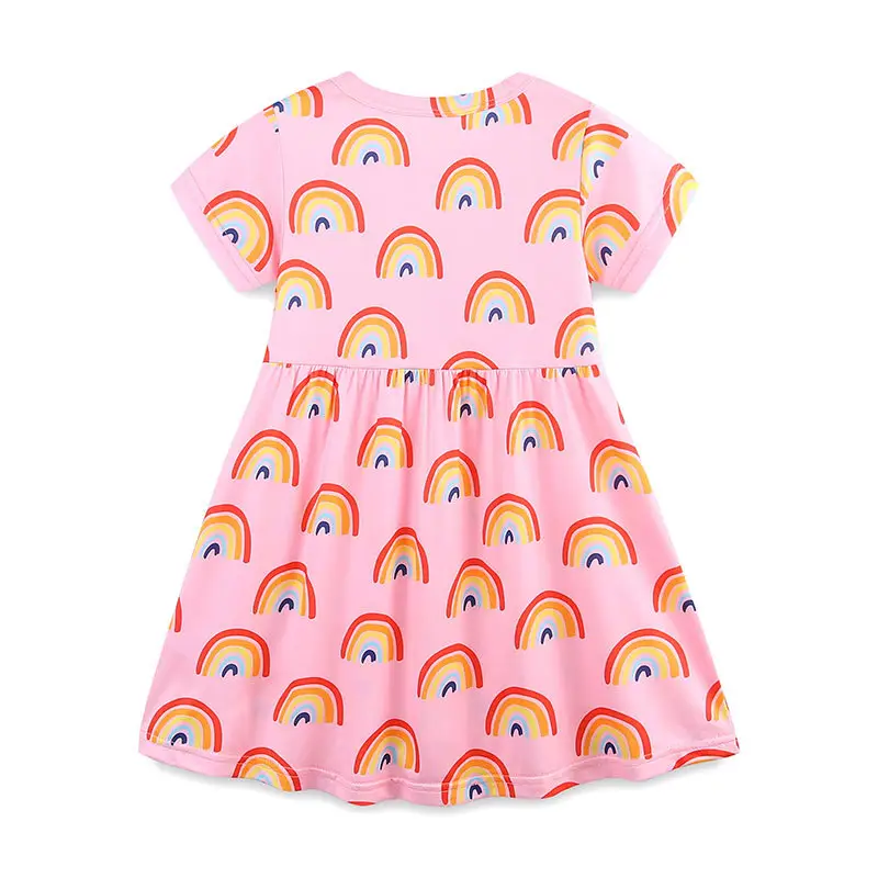 Pink Rainbow Print Girls Dress for Summer Pakistan