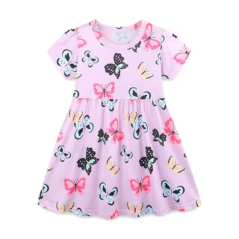 Kids Butterfly Print Dress Pink A-Line 2-5Y