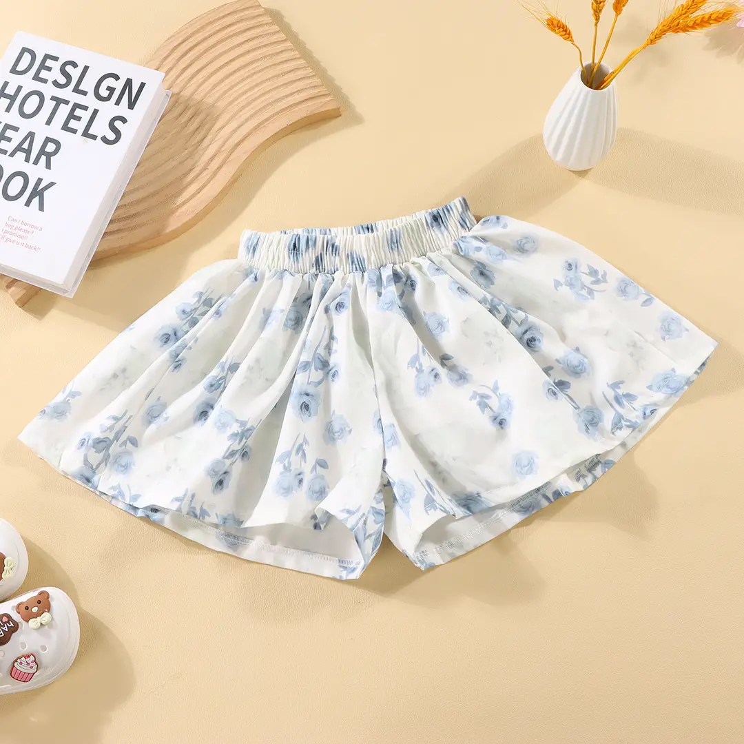 Kids Summer Floral Skirts Elastic Waist Warm Weather