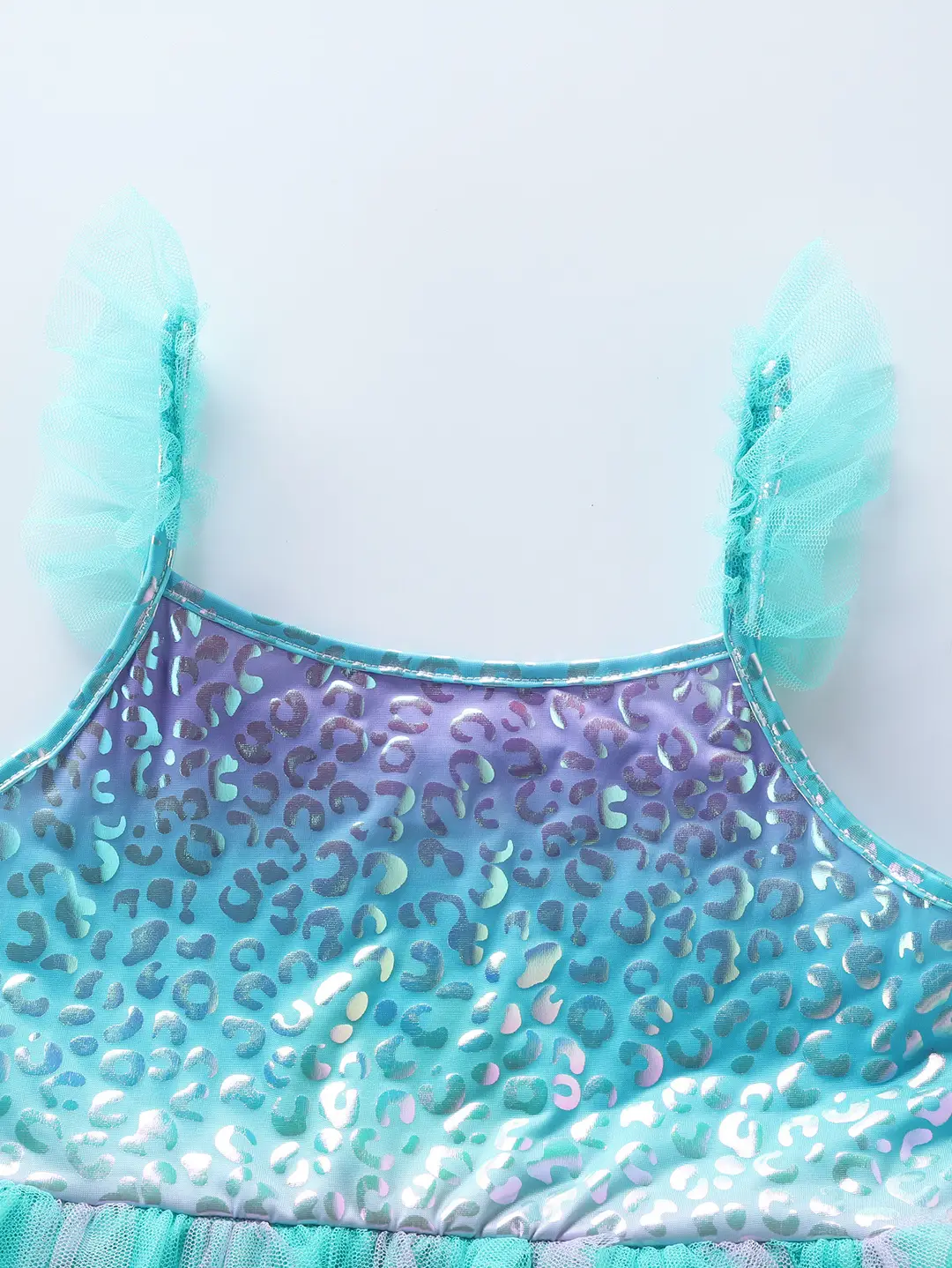 Lake Blue Sleeveless Tulle Dress for Girls Summer Party Wear