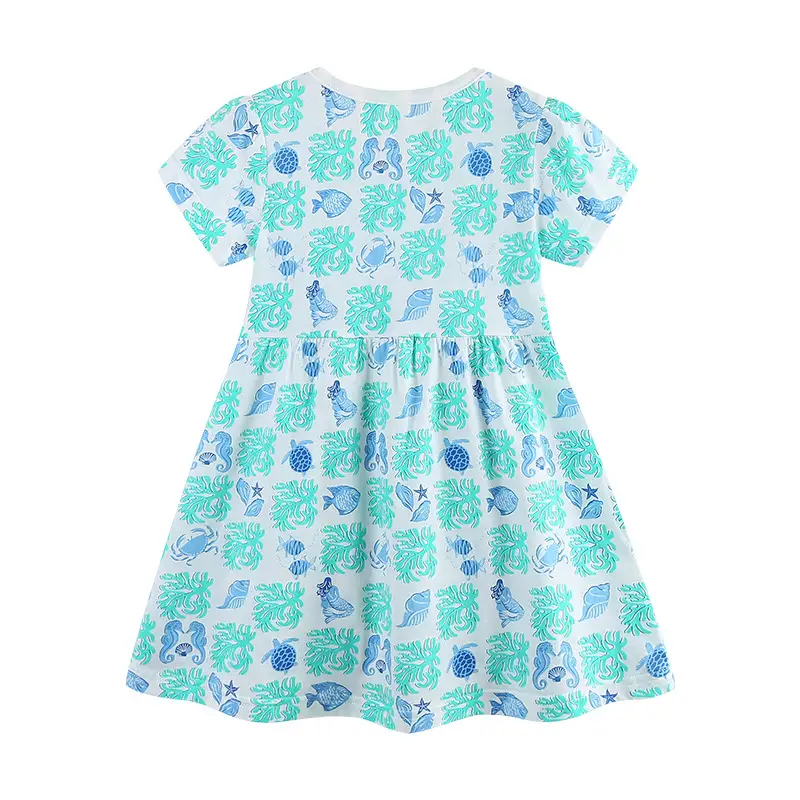 Kids Ocean Print Cotton Dress for Girls 3-8Y
