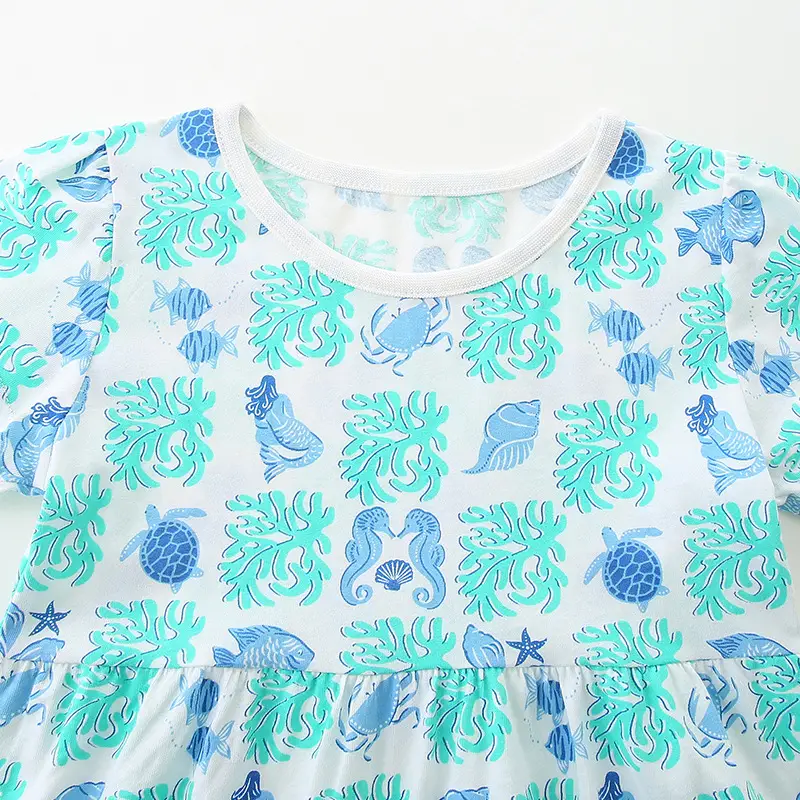 Kids Ocean Print Cotton Dress for Girls 3-8Y