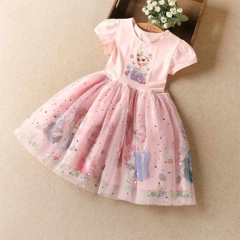 Elsa Princess Light Blue Tulle Dress for Girls