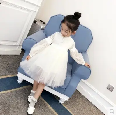 Pakistani Girl Long Sleeve Tulle Dress Pastel Beige