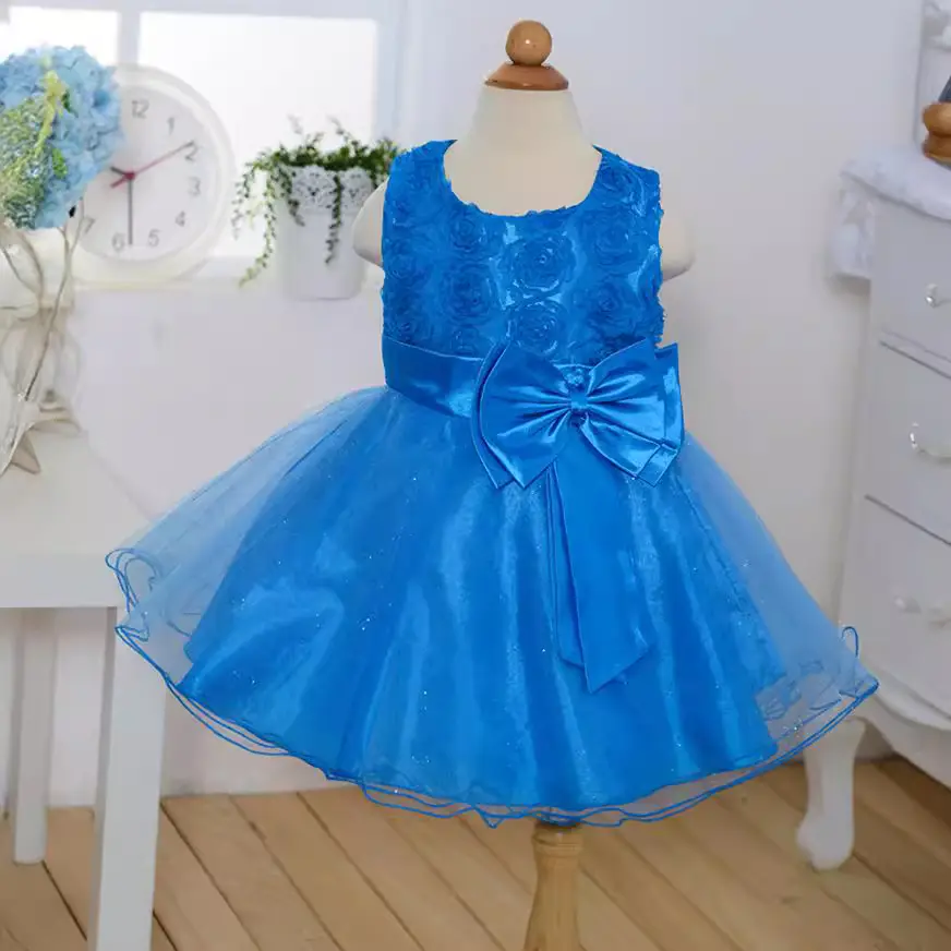 Purple 3D Rose Princess Dress for Girls