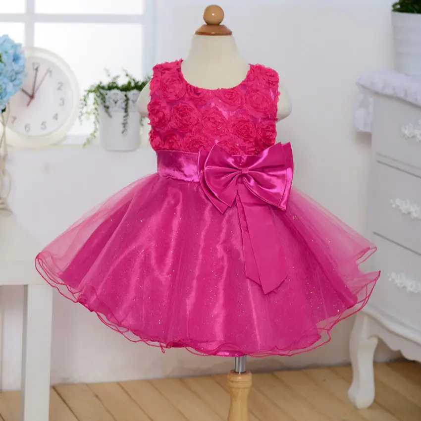 Purple 3D Rose Princess Dress for Girls