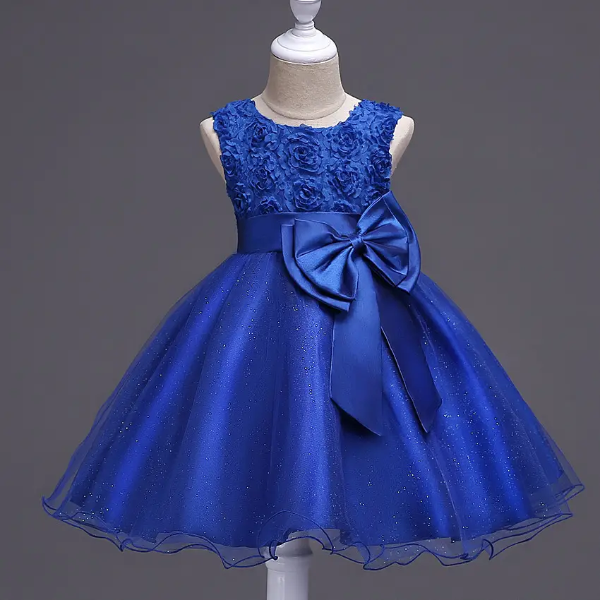 Purple 3D Rose Princess Dress for Girls