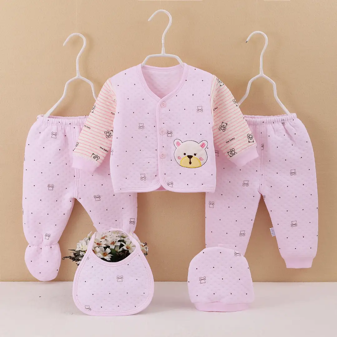 Baby Set with Bear Embroidery Cotton 0-3M