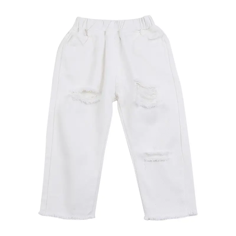 Kids Ripped White Casual Pants for Girls Boys Pakistan