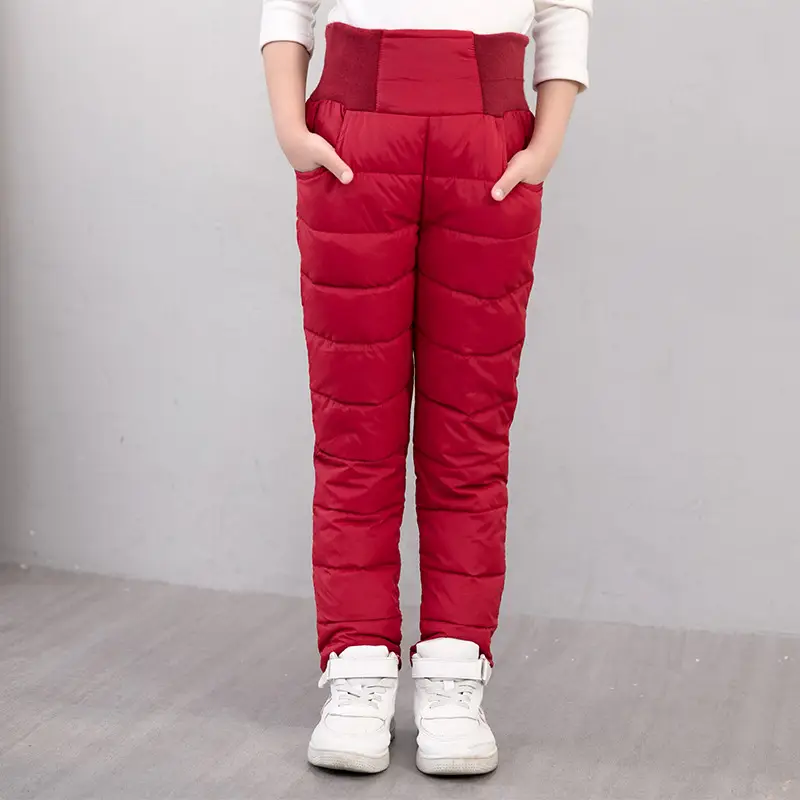 Black High Waist Down Cotton Pants for Kids 3-12