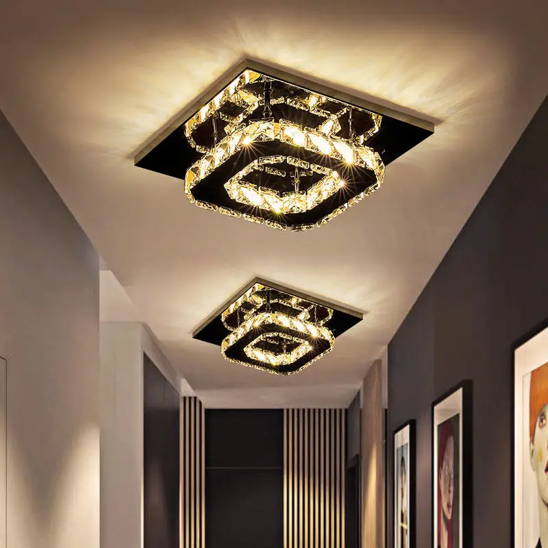 Modern Amber Crystal Ceiling Light 20x20x8CM