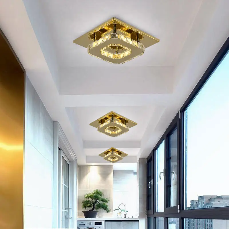 Modern Amber Crystal Ceiling Light 20x20x8CM