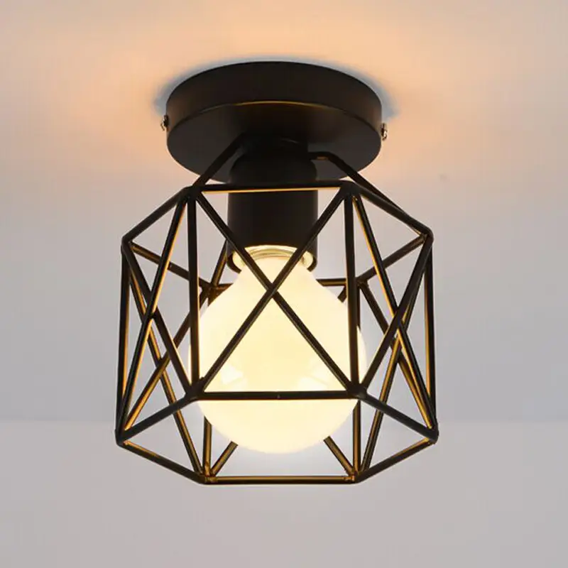 Modern Geometric Ceiling Lamp Black LED Warm Glow