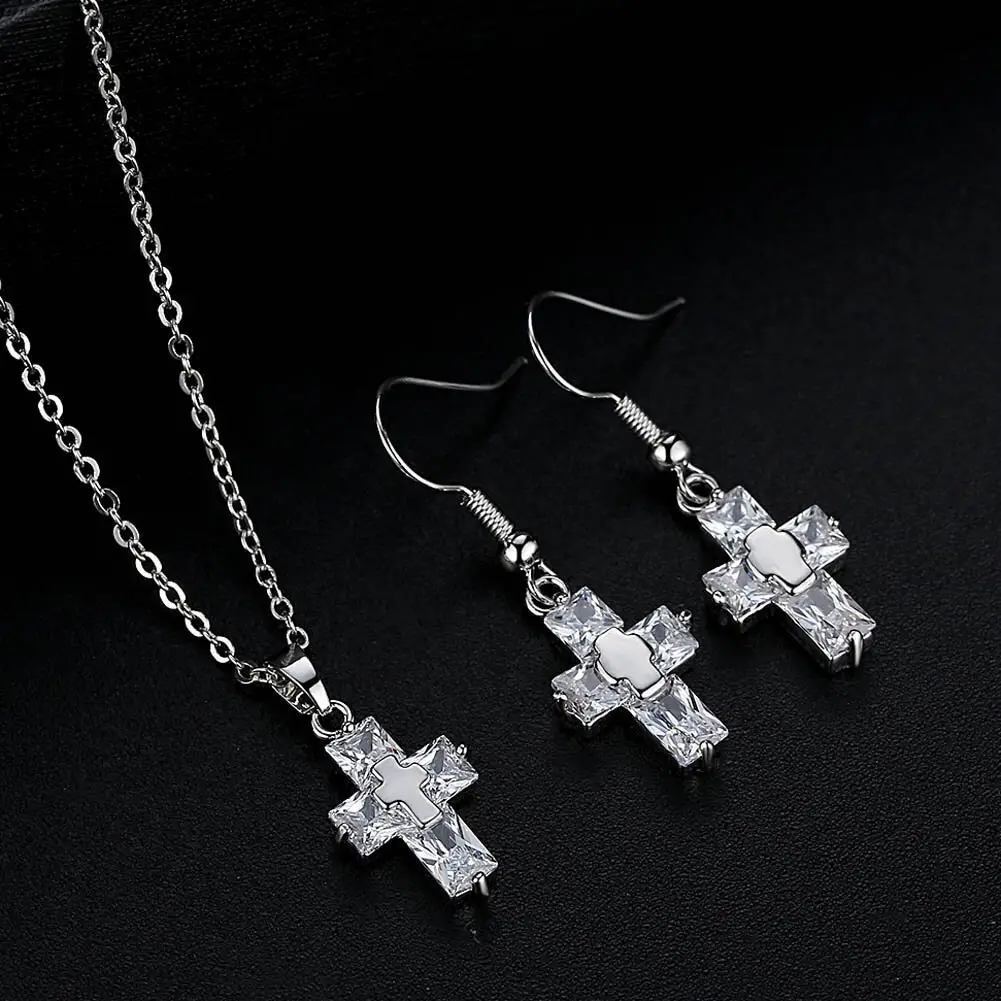 Cross Jewelry Set Gold Zircon Pakistani Women