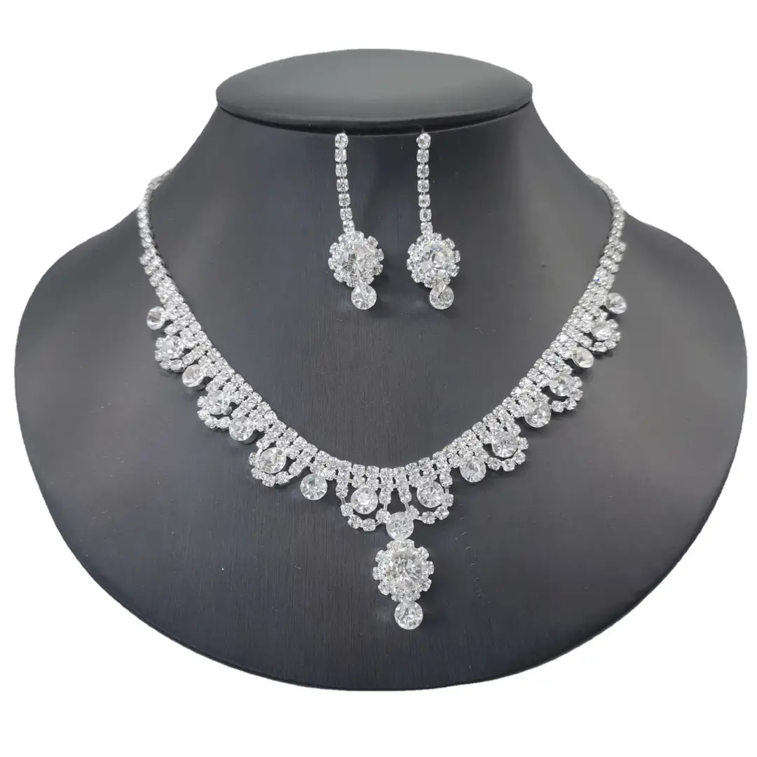 Branded Bridal Jewelry Set with Necklace Earrings Bracelet